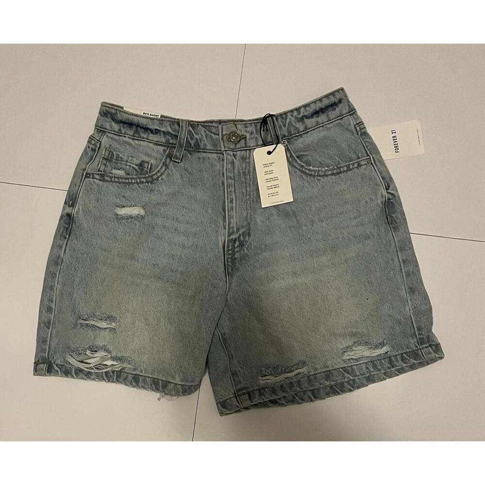 Forever 21 90’s High Rise Distressed Denim Shorts Size 28 NWT $24.99